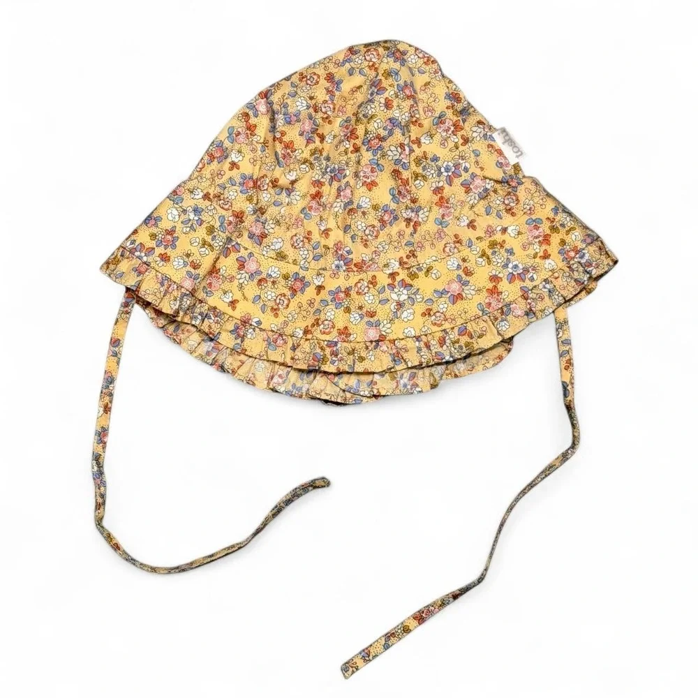 Yellow floral Toshi Baby Girl Hat size small